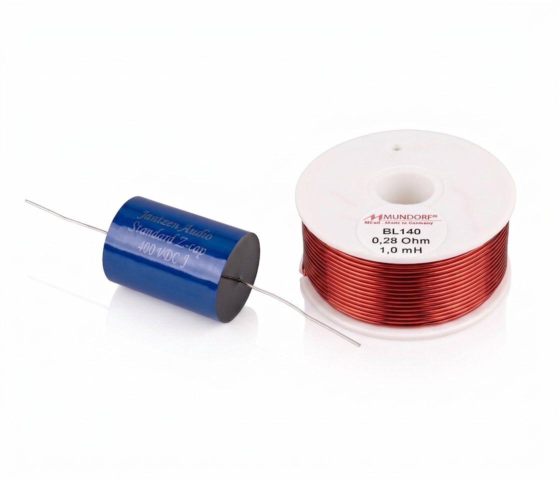 Bauteile der Cross Edition: Jantzen Standard Z-Cap und Mundorf M-Coil BL140